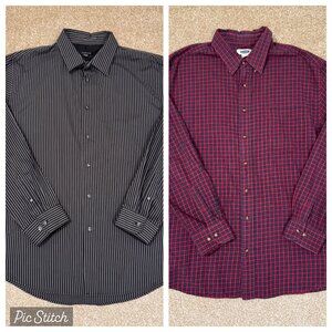 Bundle Lot Mens XL Long Sleeve Button Up Dress Shirts VAN HEUSEN & OLD NAVY Red
